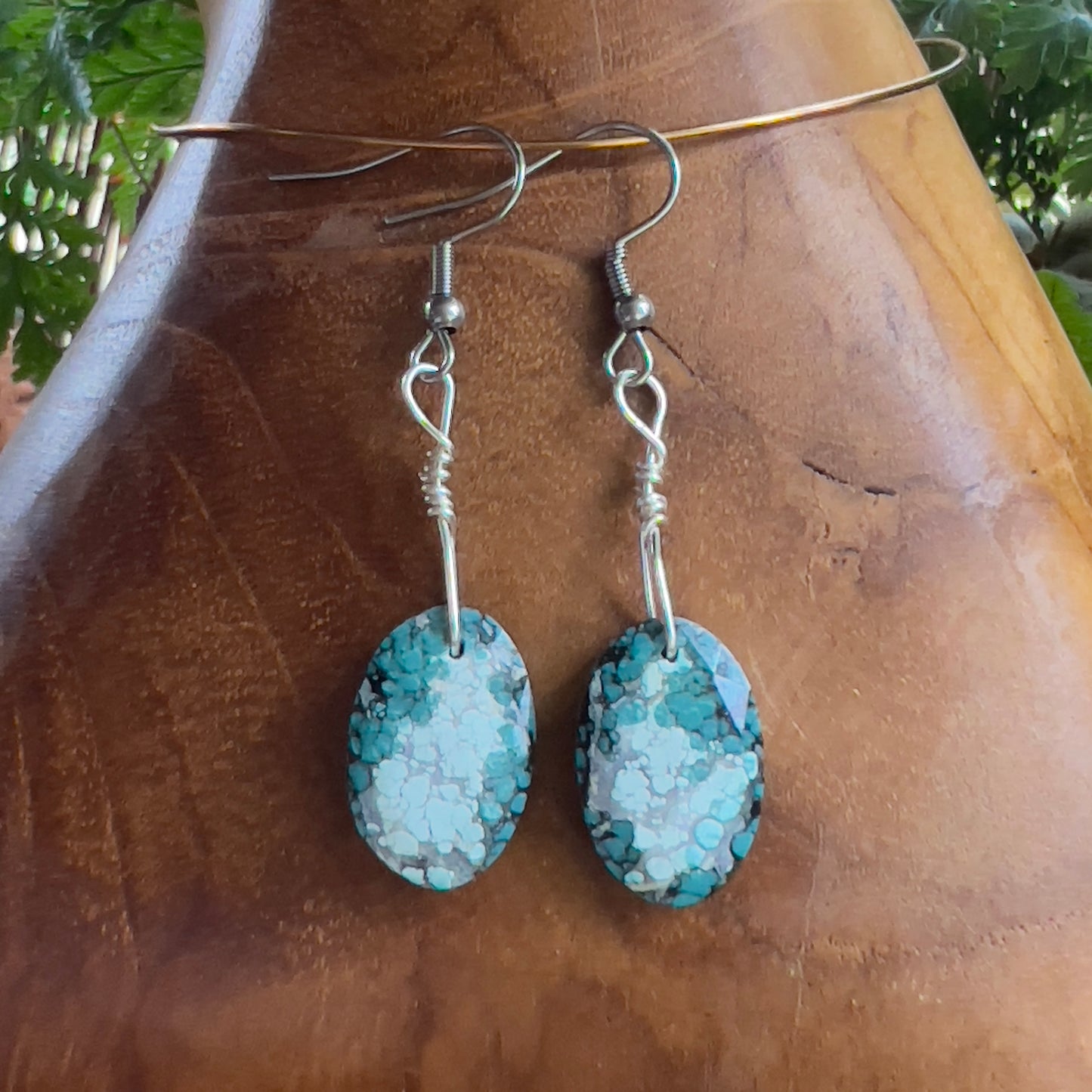 Faceted Tibetan Turquoise Silver Earrings