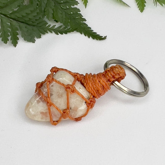 Sunstone Crystal Macrame Keyring Charm | Pet Collar Charm