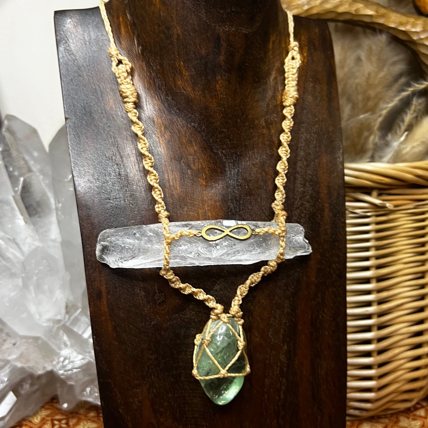 ‘Kumari - Ayla’ Lemurian Root Quartz with Fluorite Macrame Talisman (iii)