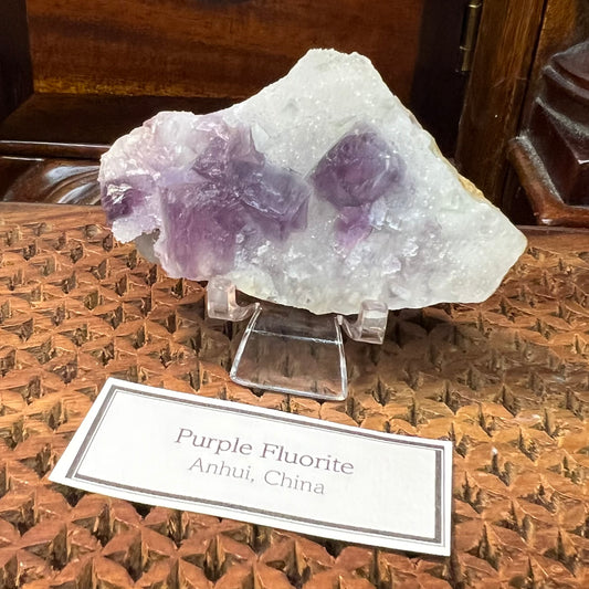 Purple cubic Fluorite in Quartz Matrix - Anhui, China