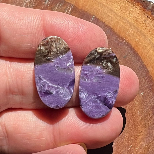 Charoite Flatback Earring Cabochon Pair | Necklace Cabochons