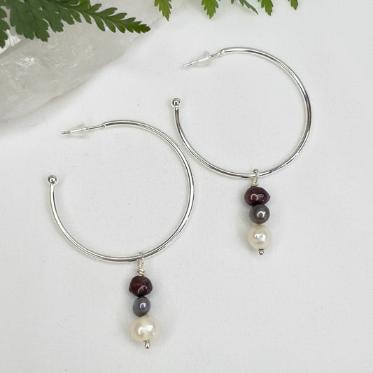Dyed Vintage Freshwater Pearl Hoop Earrings