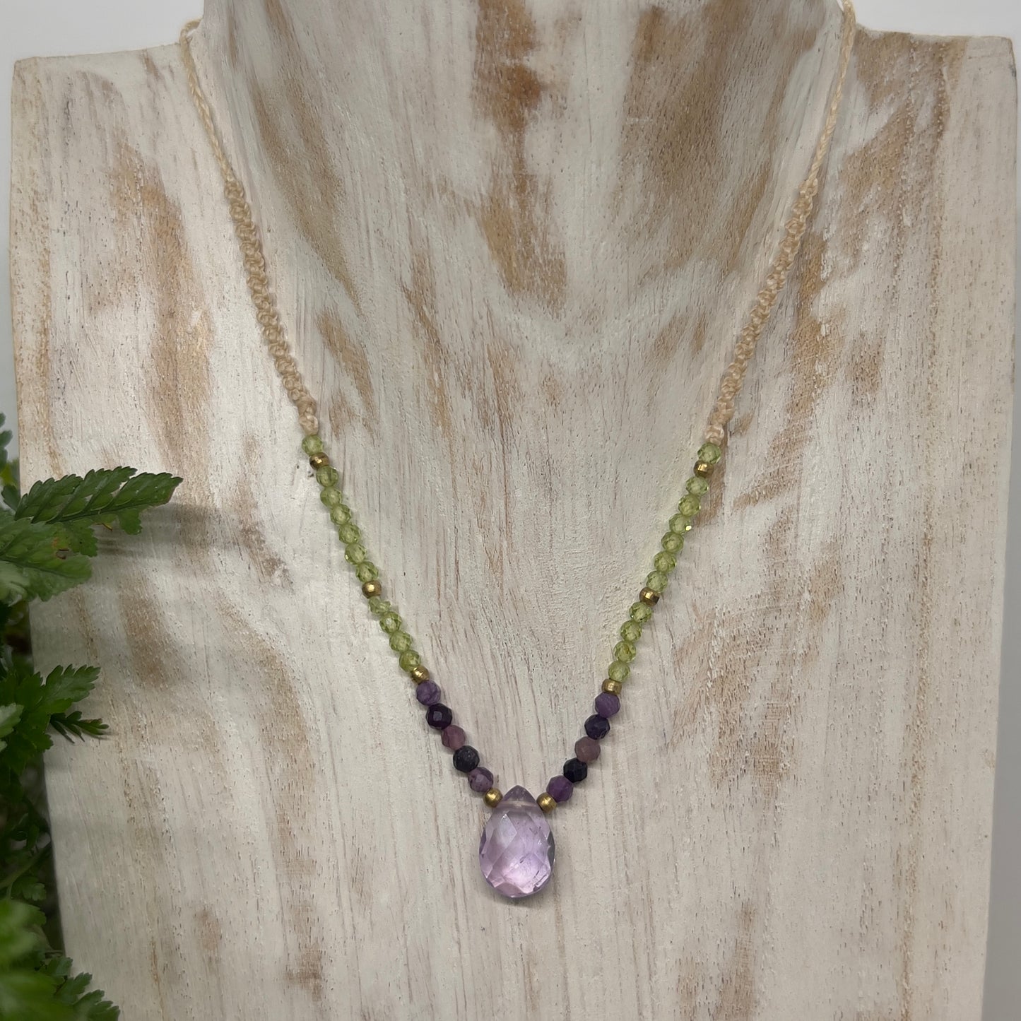 Amethyst with Peridot Crystal Necklace