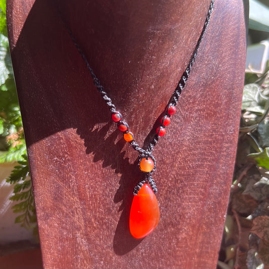 Carnelian Sacral Crystal Macrame Necklace