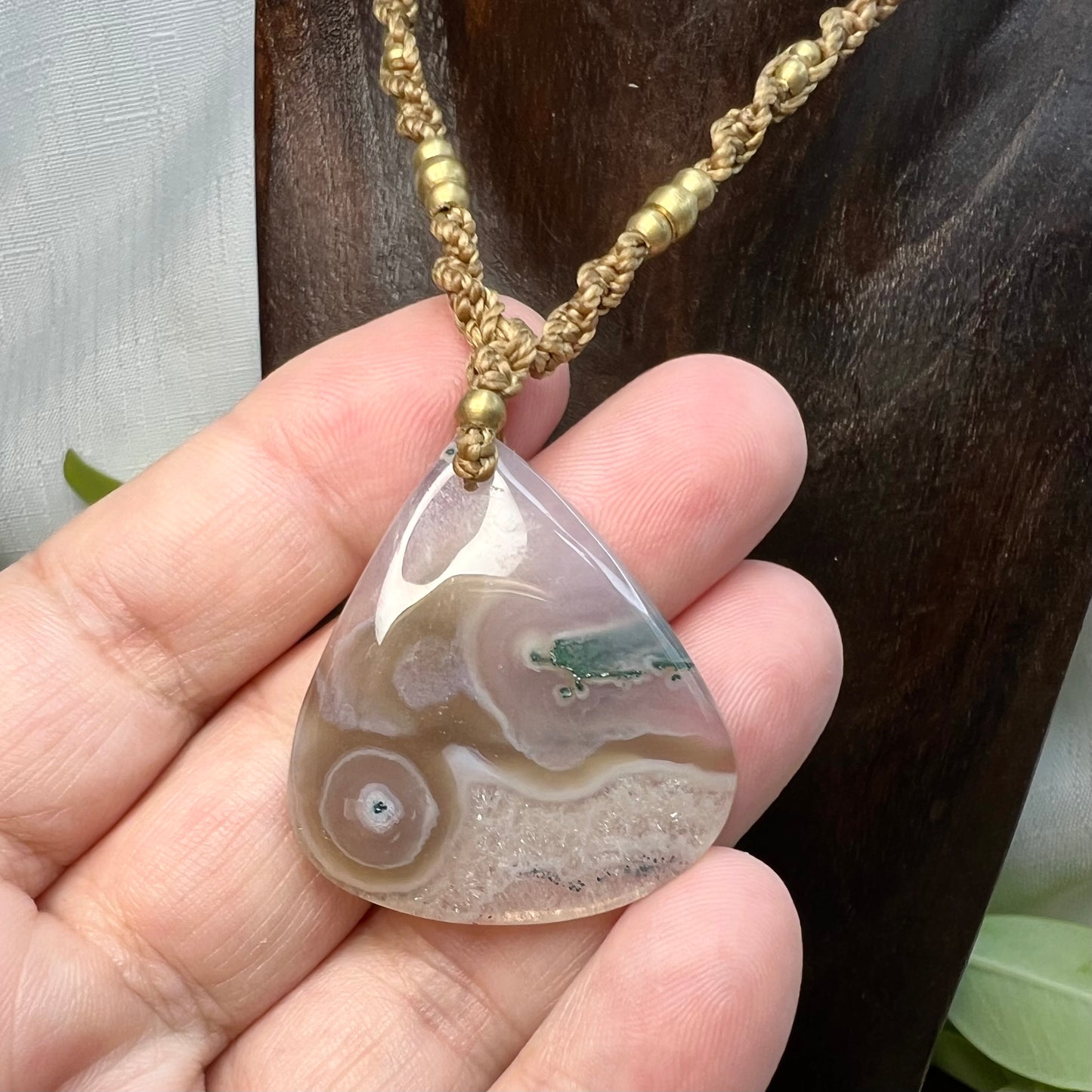 Moss Agate Macrame Necklace