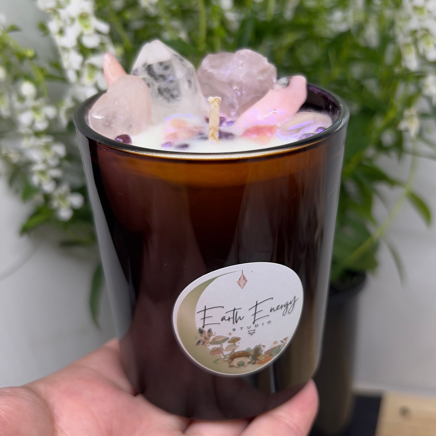 Love & Self Acceptance Crystal Infused Soy Candle | Black Raspberry & Vanilla