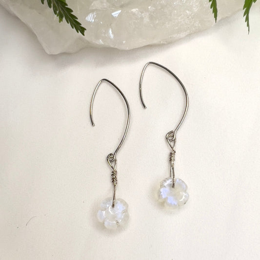Flashy Moonstone Flower Earrings: New Beginnings ∙ Spiritual Insight ∙ Feminine Energy