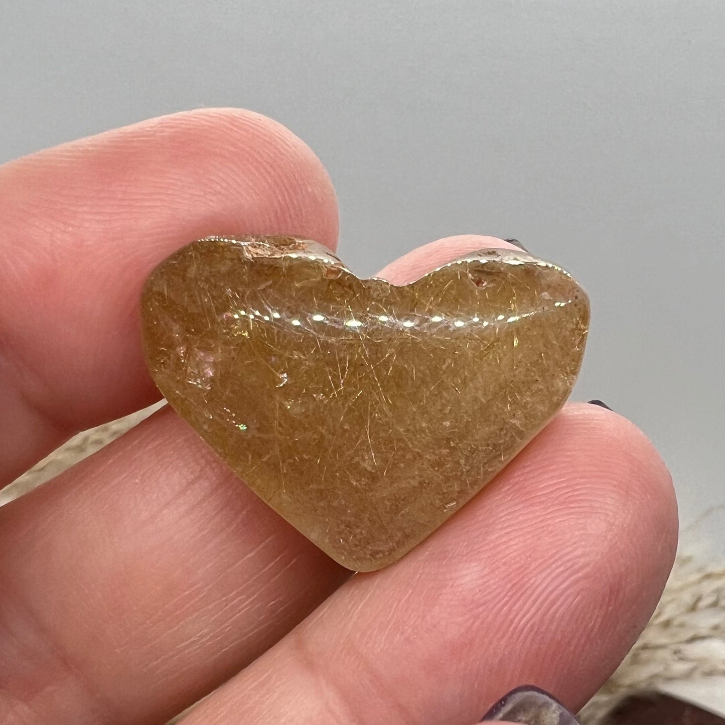 Golden Rutile Quartz Heart Freeform (Brazil) (a)