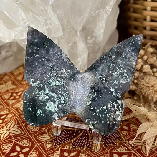 Grape Agate 3D Butterfly Carving