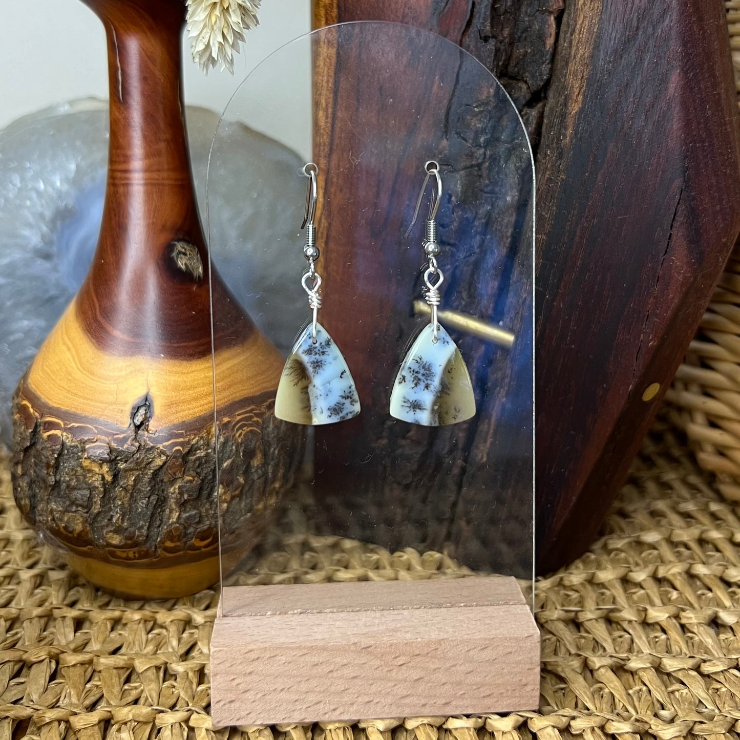Dendritic Agate Crystal Earrings: Growth ∙ Patience ∙ Manifestation