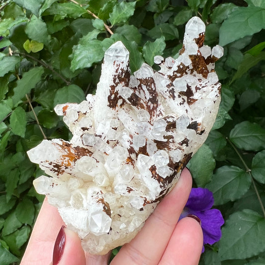 Candle Quartz Cluster with Iron Ore inclusions - Madagascar