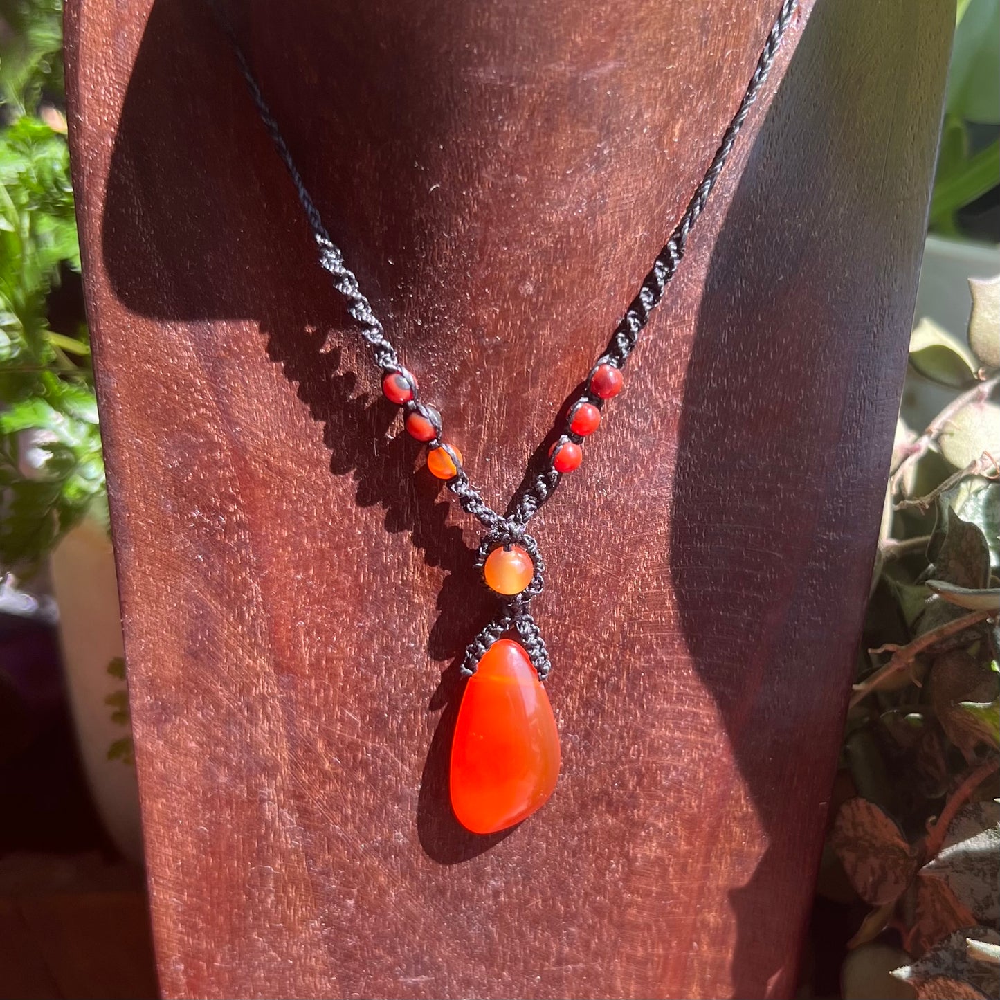 Carnelian Sacral Crystal Macrame Necklace