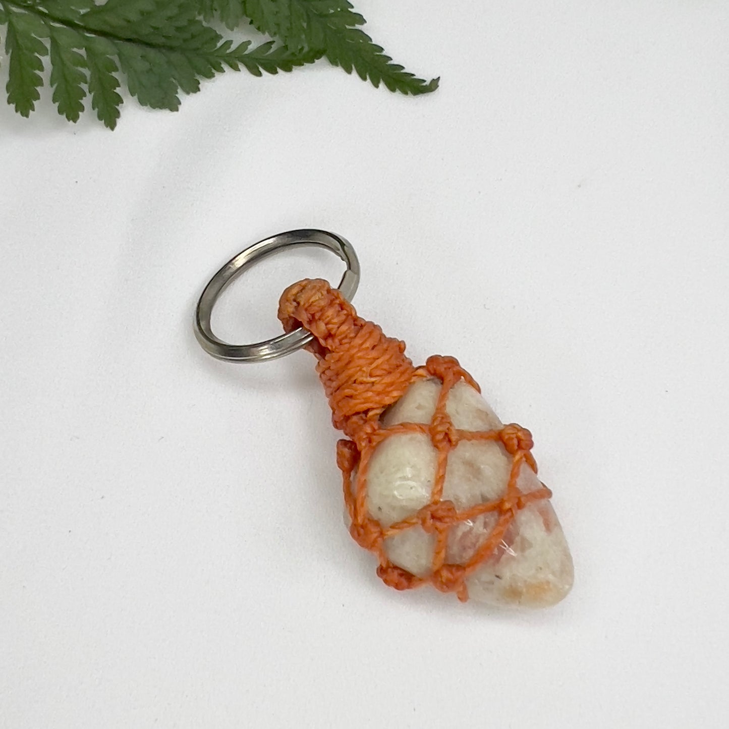 Sunstone Crystal Macrame Keyring Charm | Pet Collar Charm