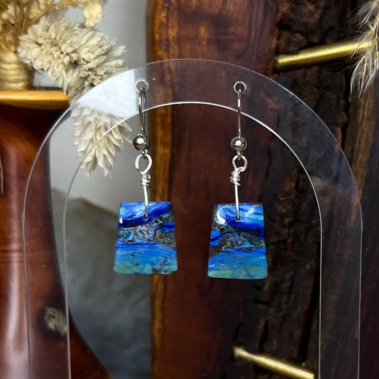Unique Azurite Crystal Earrings: Intuition ∙ Spiritual Wisdom ∙ Psychic Awareness