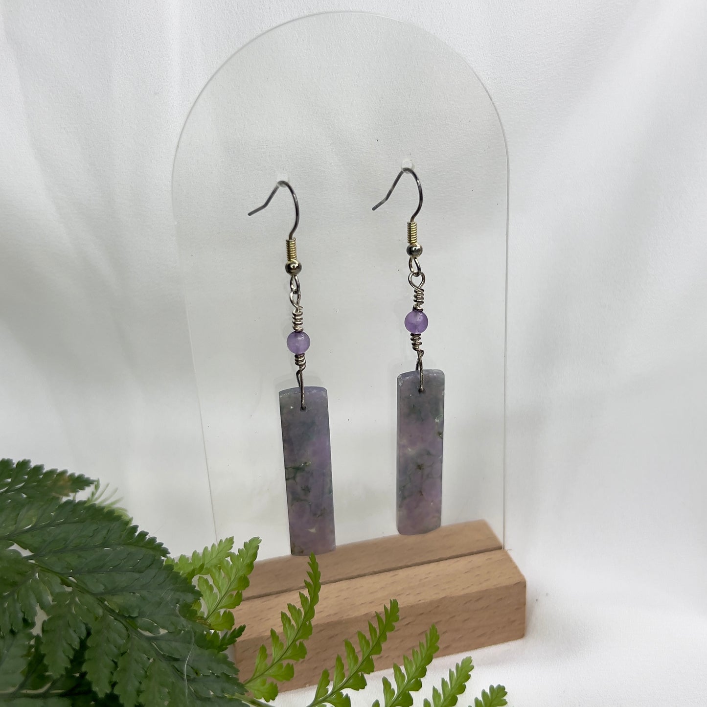 Purple Grape Agate with Amethyst Crystal Earrings: Connection ∙ Vision Guidance ∙ Peaceful Calm