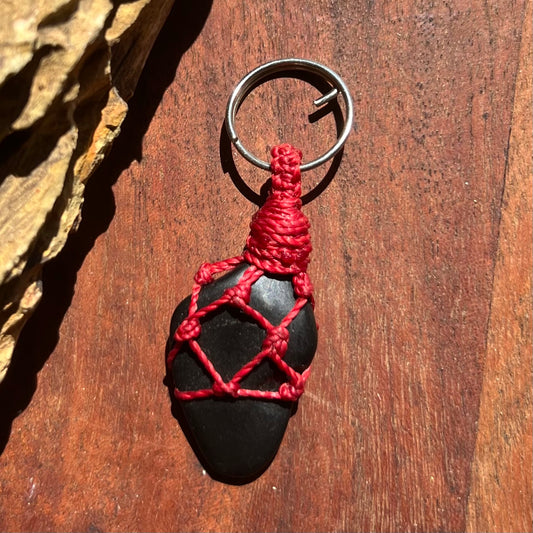 Shungite Crystal Macrame Keyring Charm | Pet Collar Charm