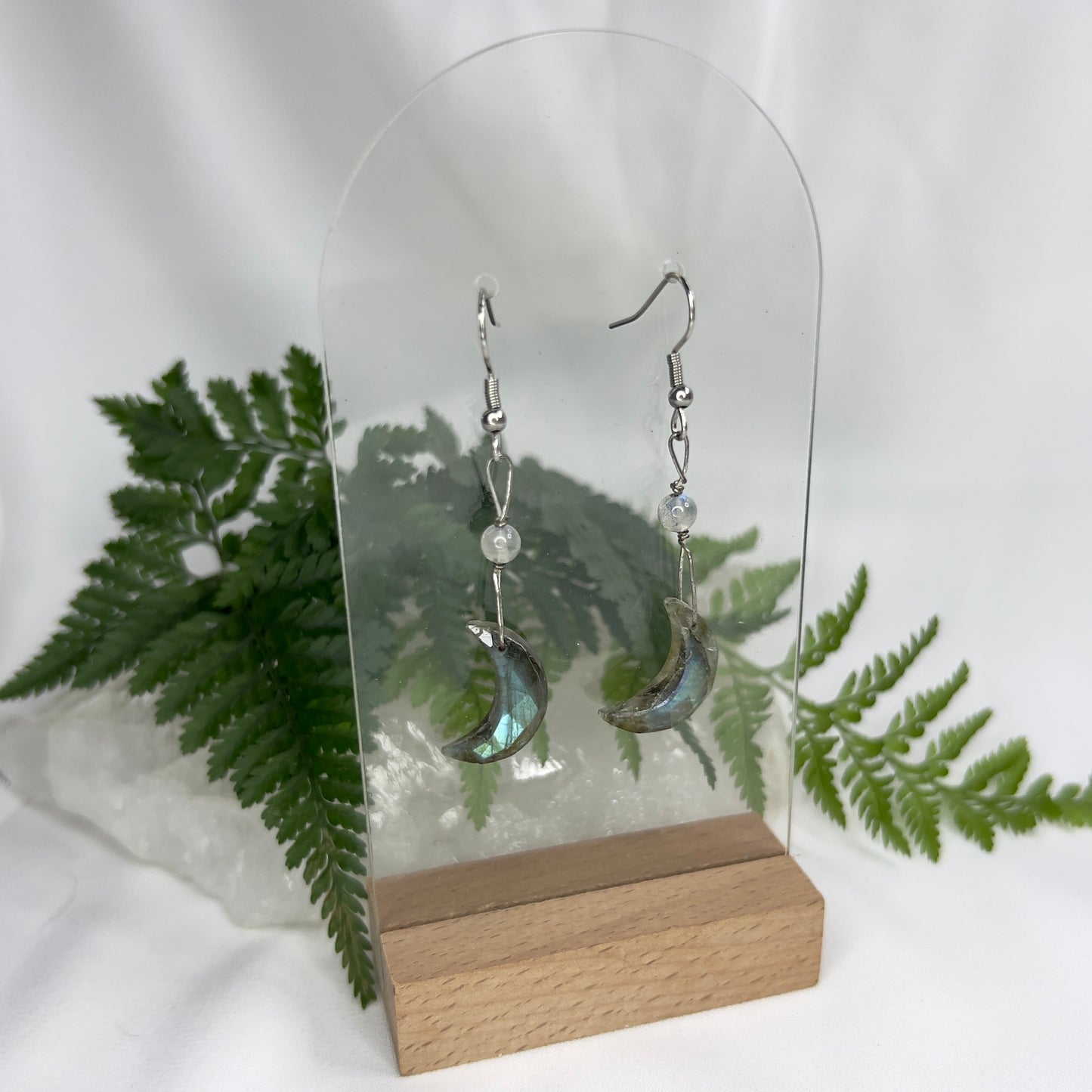 Labradorite Crescent Moon Earrings: Transformation ∙ Shielding ∙ Strength