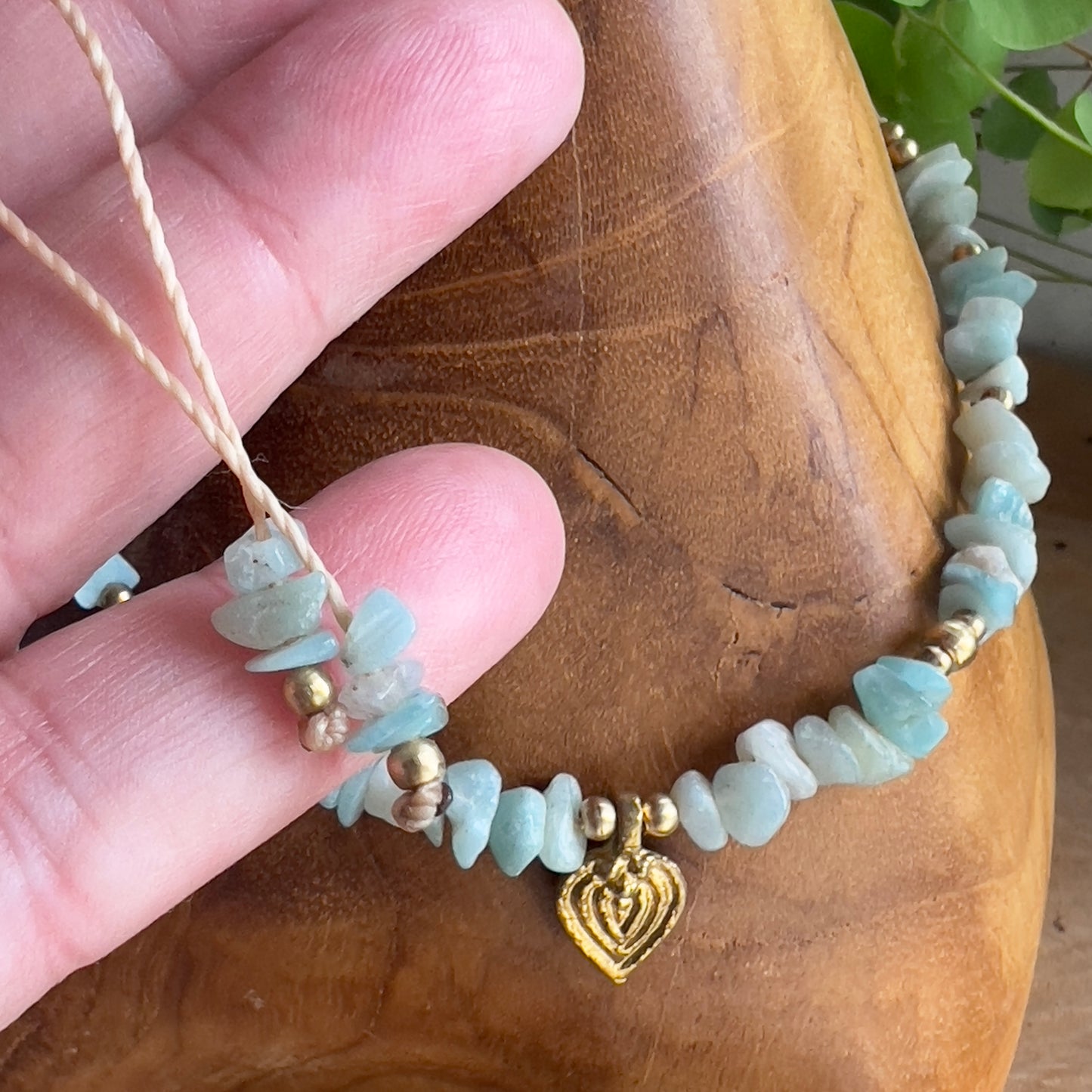Amazonite & Brass Crystal Layer Necklace