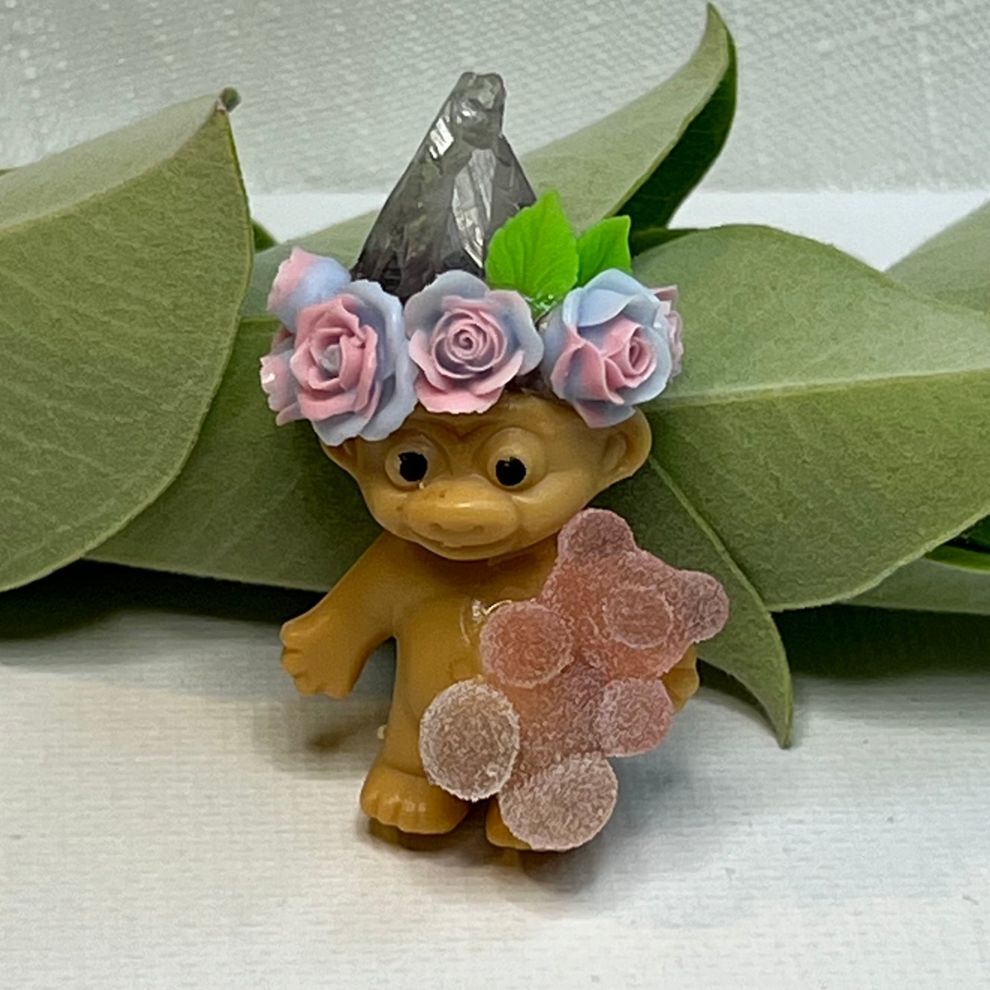 Amethyst Gnome Magnet with Flower Crown & Sugar Bear