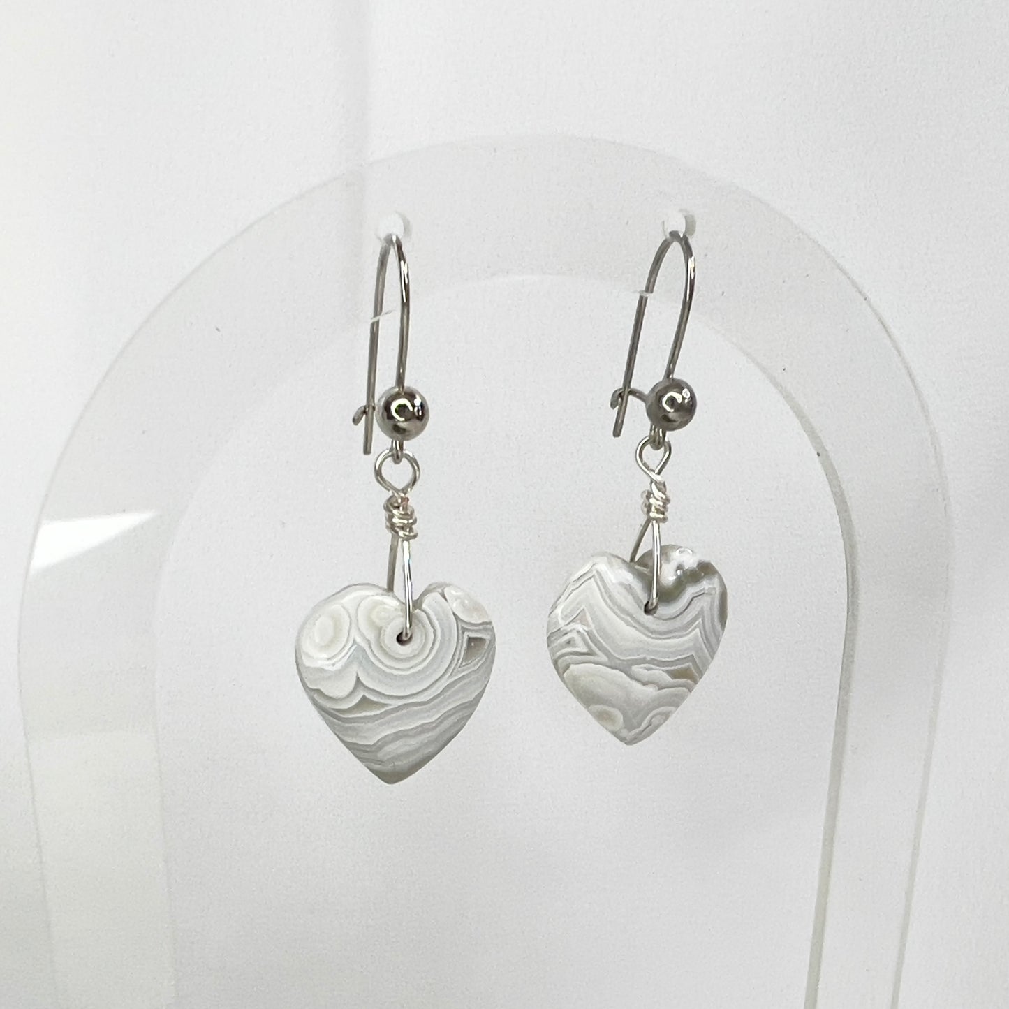 Crazy Lace Agate Heart Crystal Earrings: Playful ∙ Inner Strength ∙ Optimism
