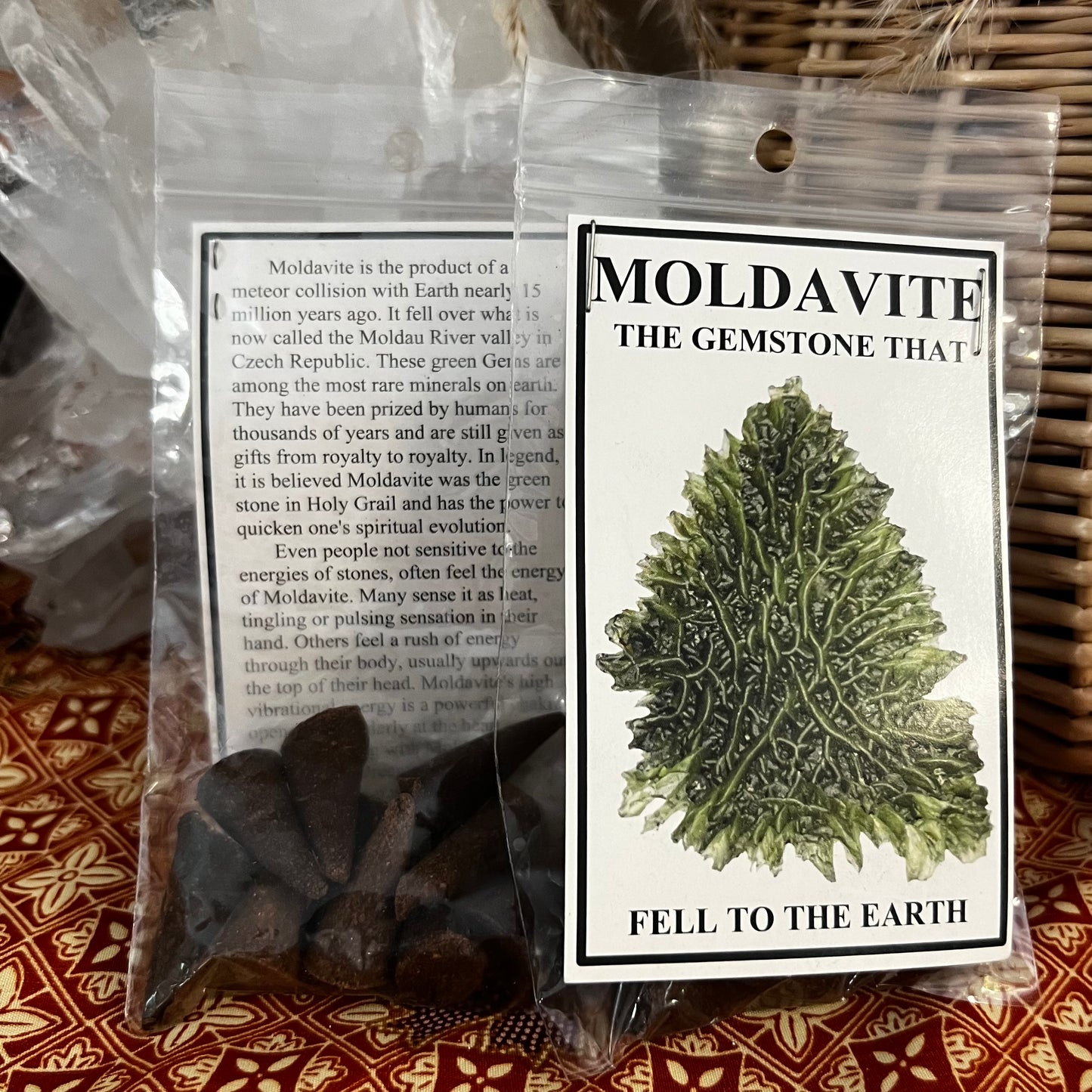 Moldavite Incense Cones infused with Moldavite Oil