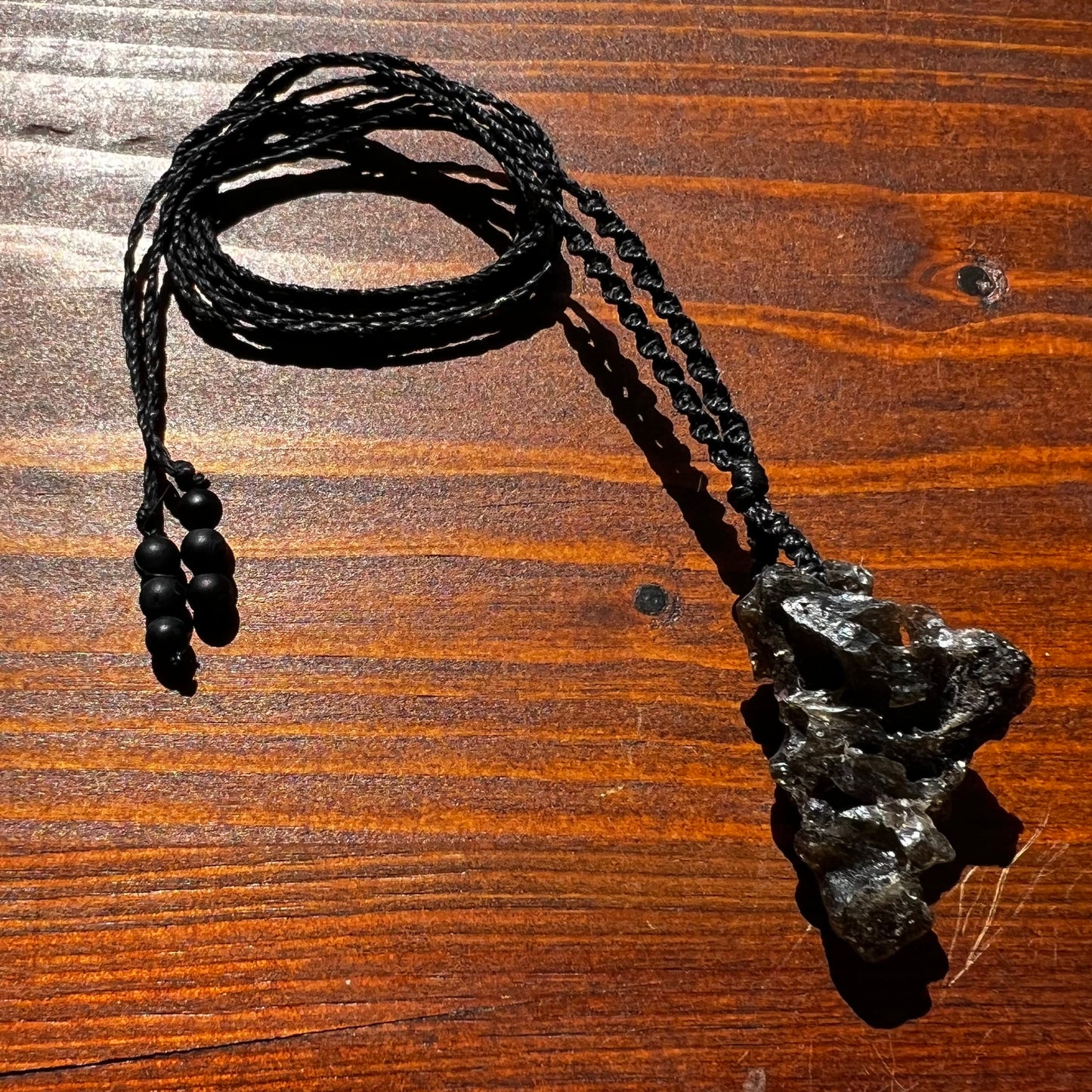 Darwinite Tektite Crystal Macrame Talisman (iii)