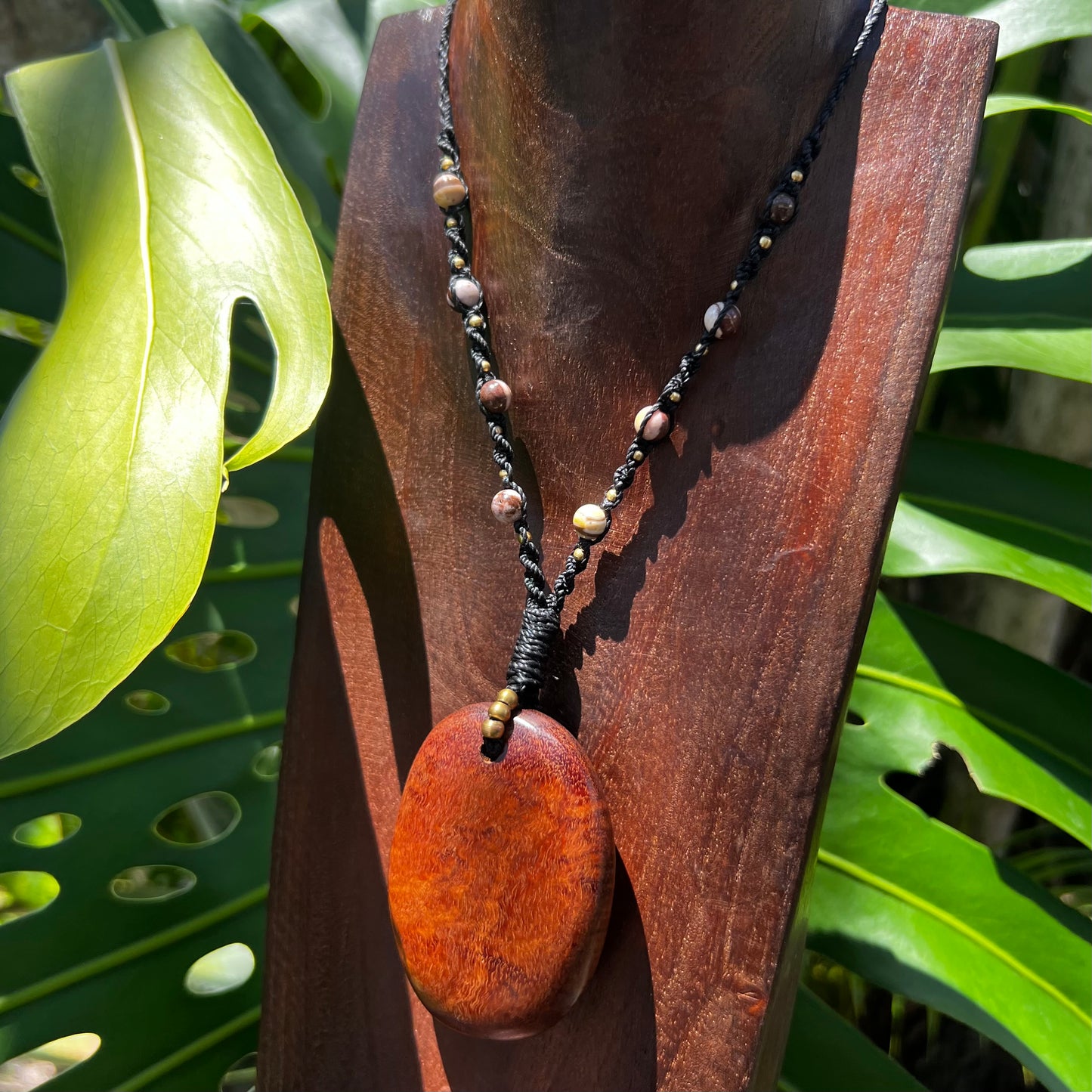 Gidgee wood & Zebra Jasper Macrame Necklace - 'Spirit of Dryad' Talisman