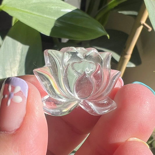 Clear Quartz Lotus Blossom Carving