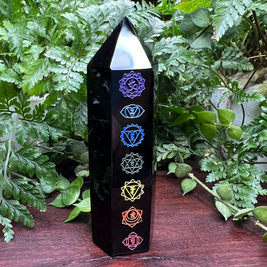 Obsidian Tower with Chakra chart print