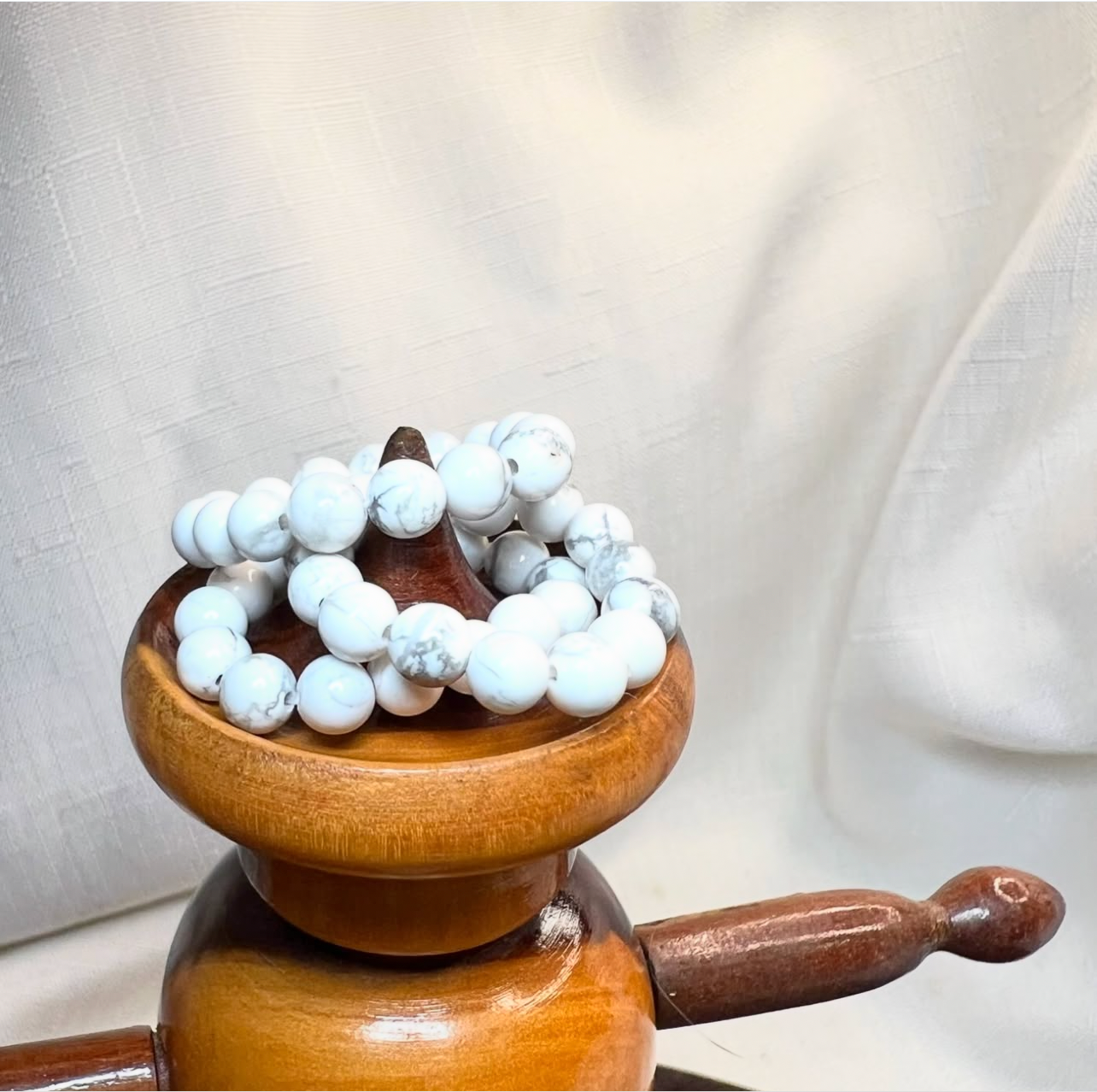 Howlite Beaded Stretch Crystal Ring: Calm | Patience | Emotional Expression