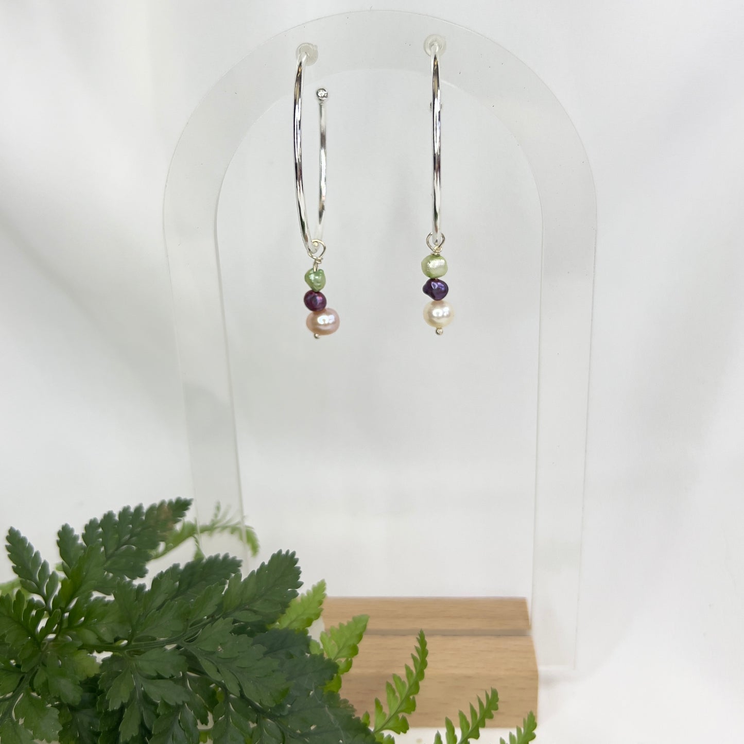 Dyed Vintage Freshwater Pearl Hoop Earrings