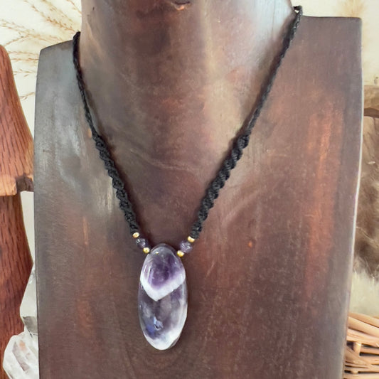 Amethyst Crystal Macrame Necklace