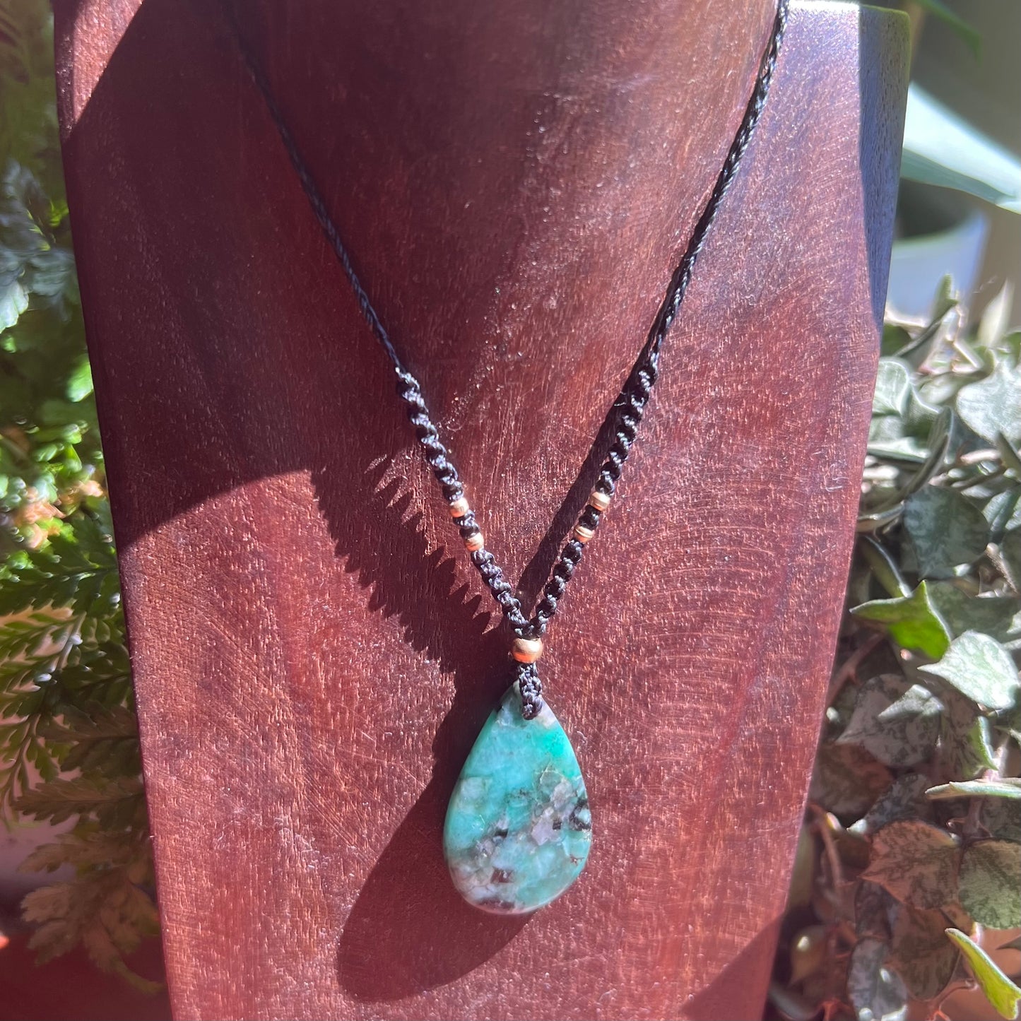 Emerald Crystal Macrame Necklace