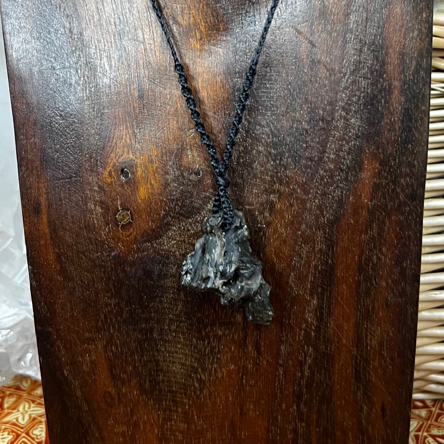 Darwinite Tektite Crystal Macrame Talisman (iii)