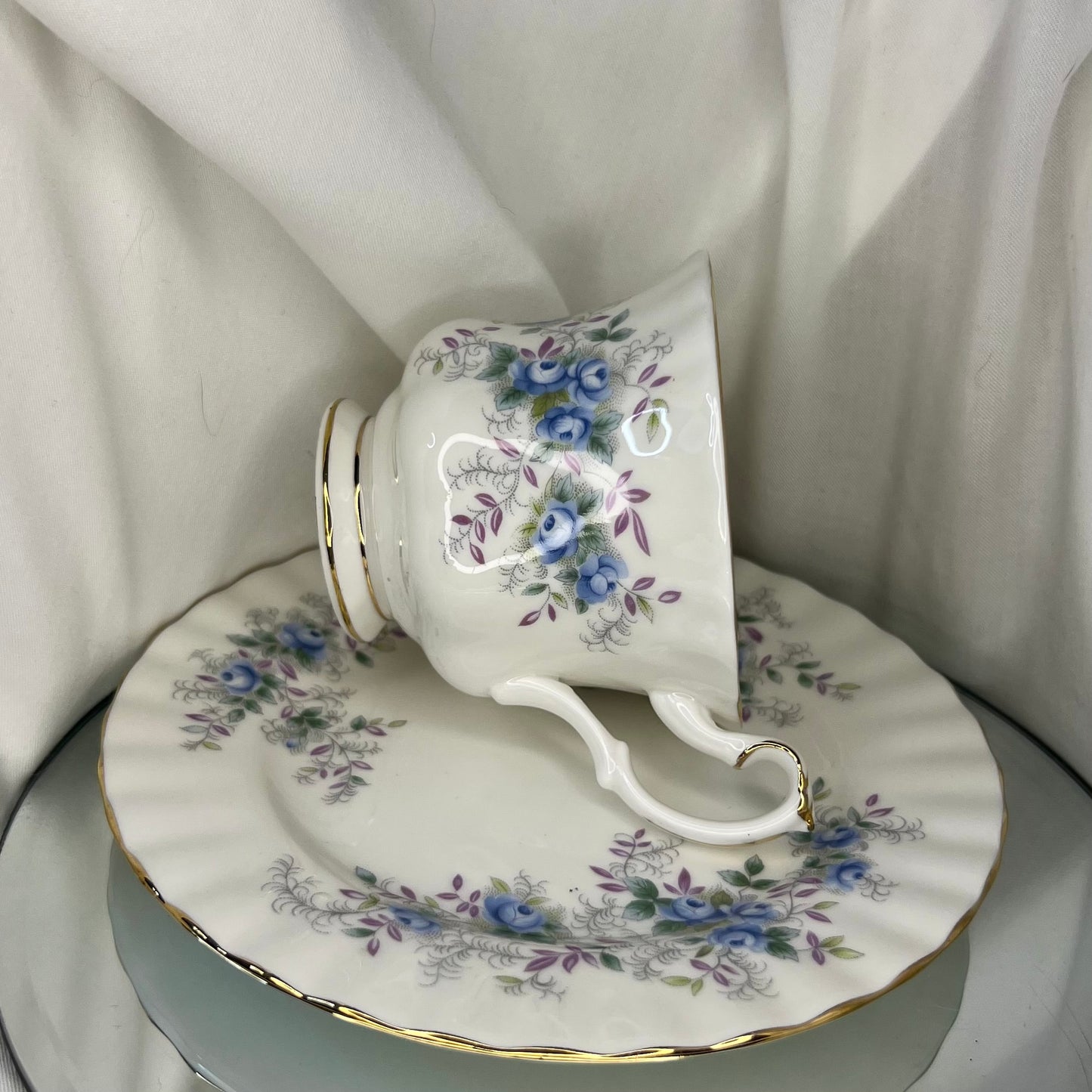 'Blue Blossom' Vintage Royal Albert Teacup & Saucer | Elegant Garden Inspired Bone China Teacup Set