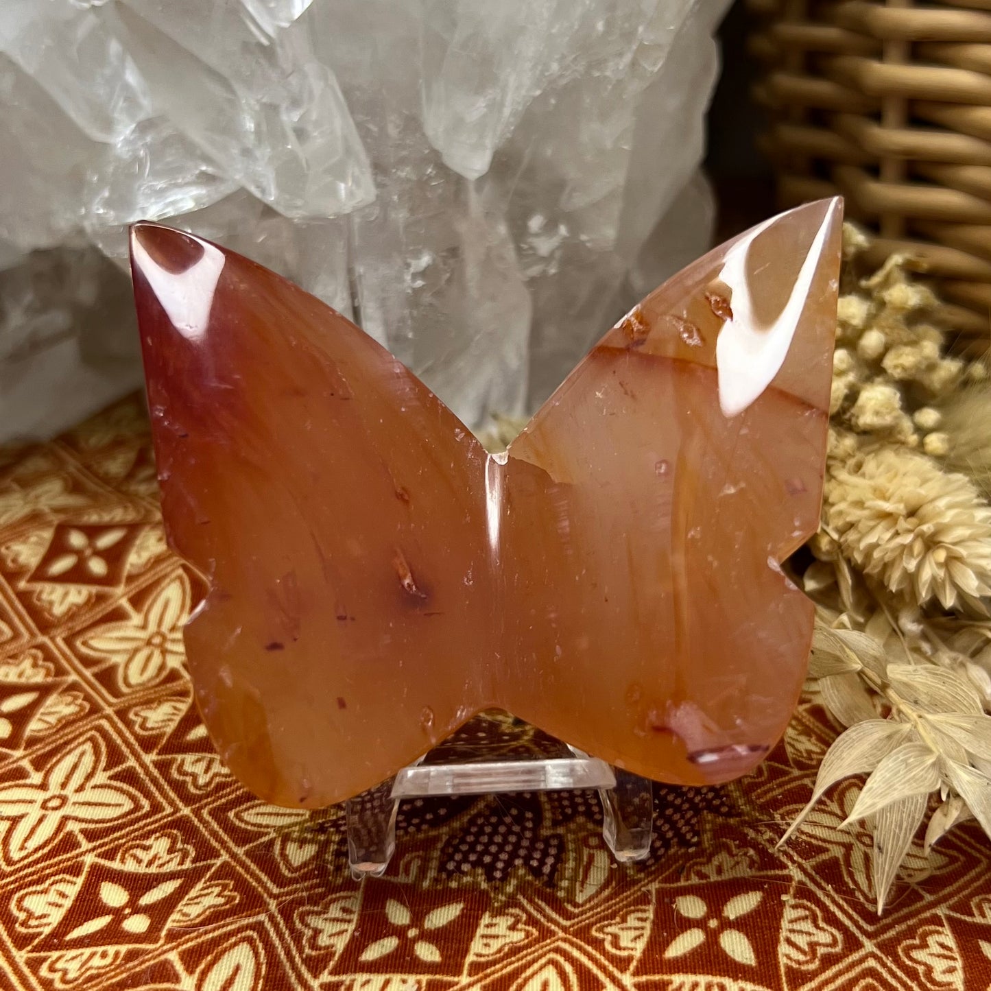 Carnelian 3D Butterfly Carving
