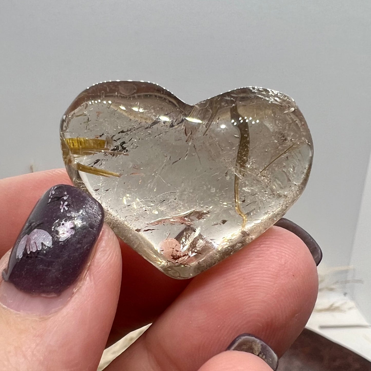 Golden Rutile Smoky Quartz Heart Freeform (Brazil) (b)