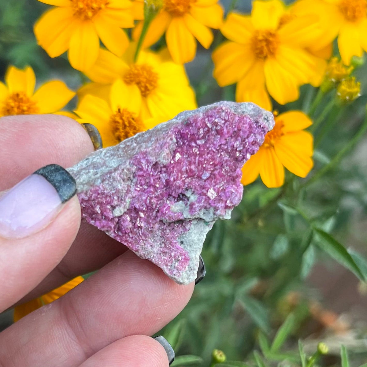 Sparkly Magenta Pink Cobaltoan Calcite mineral specimen.