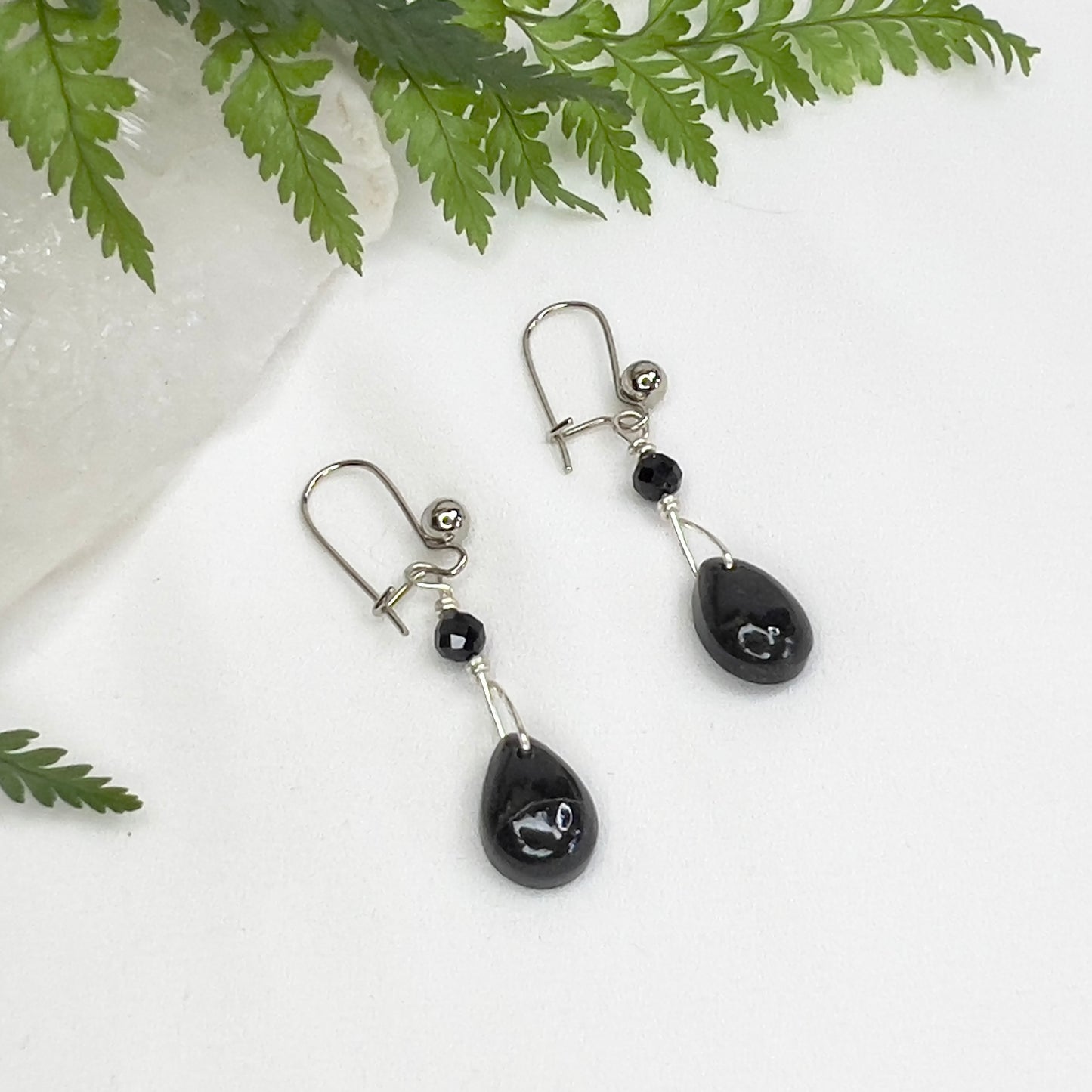 Black Tourmaline & Spinel Crystal Earrings: Protective ∙ Resilience ∙ Balancing