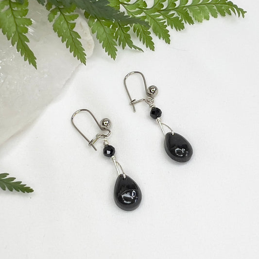 Black Tourmaline & Spinel Crystal Earrings: Protective ∙ Resilience ∙ Balancing