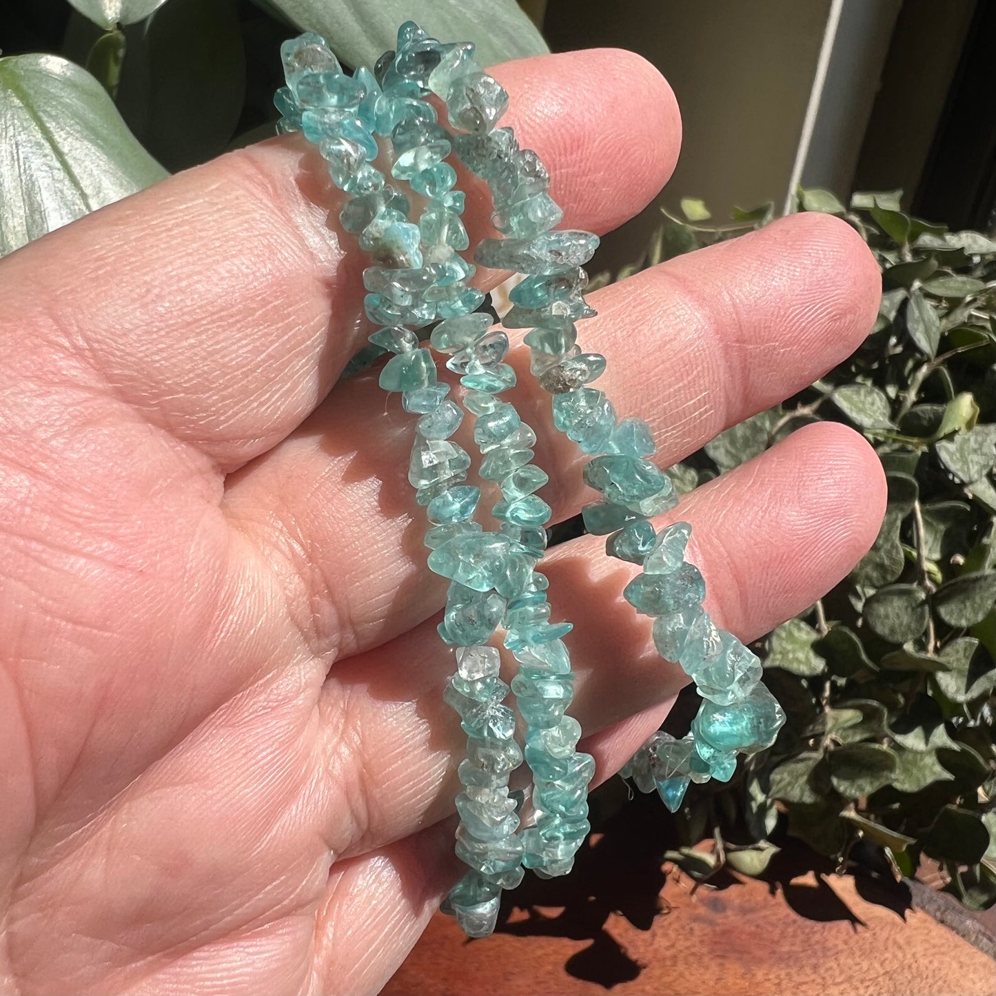 Neon Apatite Crystal Chip Stretch Bracelet