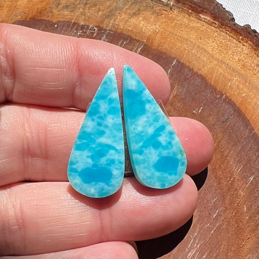 Hemimorphite Flatback Earring Cabochon Pair | Pendant Cabochon