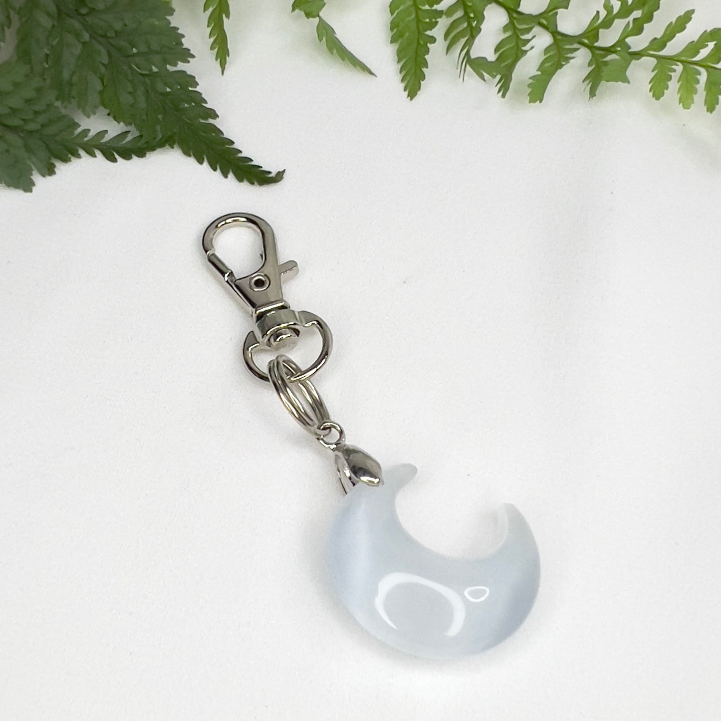 Flashy Opalite Moonstone Crystal Macrame Keyring Charm | Pet Collar Charm