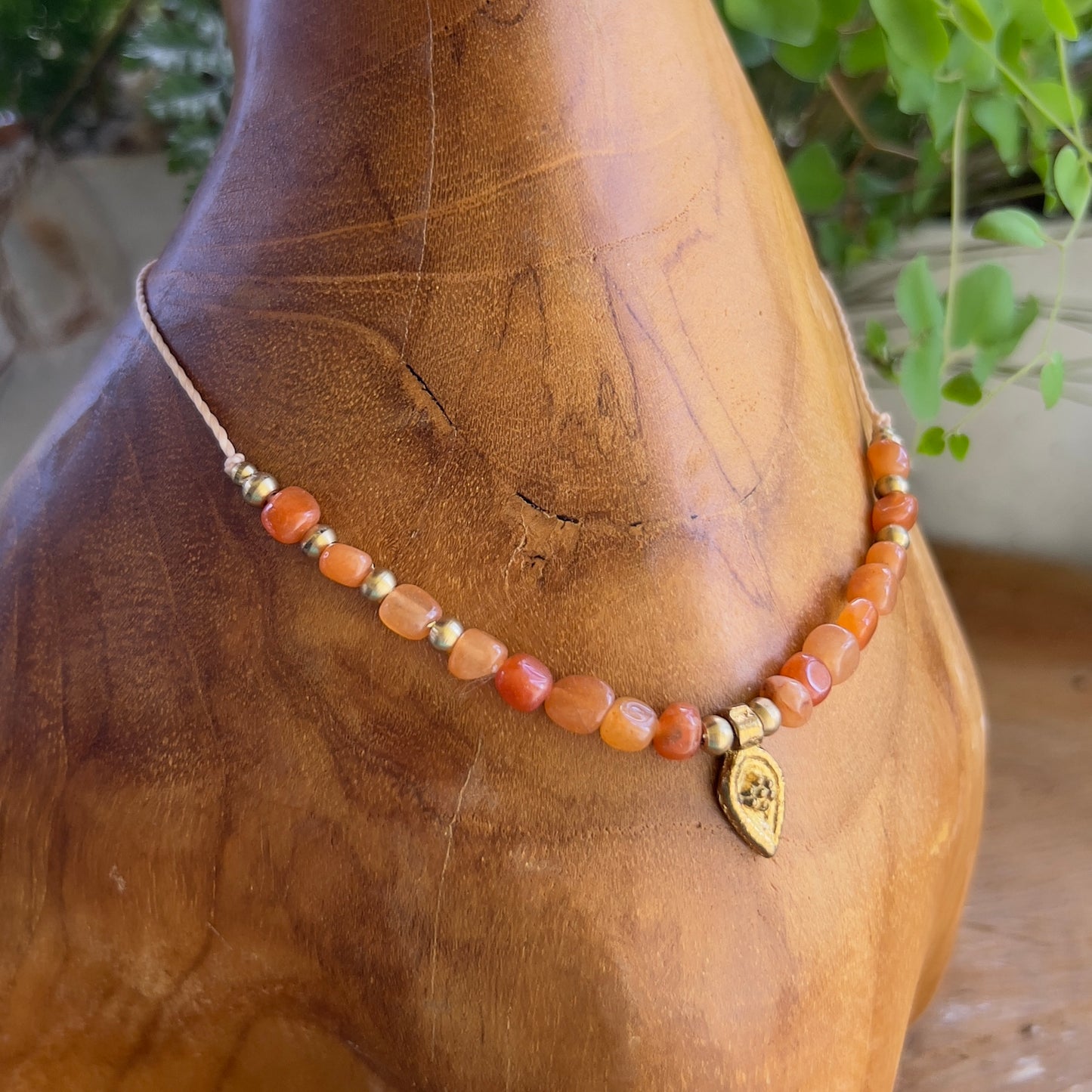 Carnelian and Brass Sacral Layer Crystal Necklace