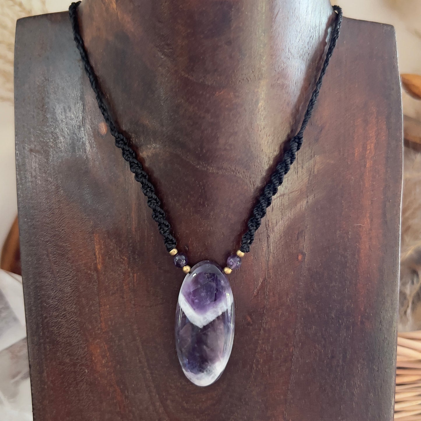 Amethyst Crystal Macrame Necklace