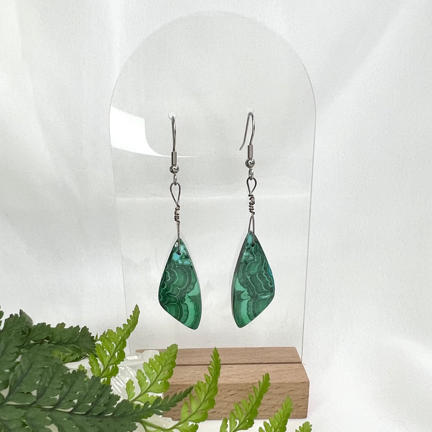 Chrysocolla in Malachite Crystal Earrings: Emotional Healing ∙ Growth ∙ Transformation