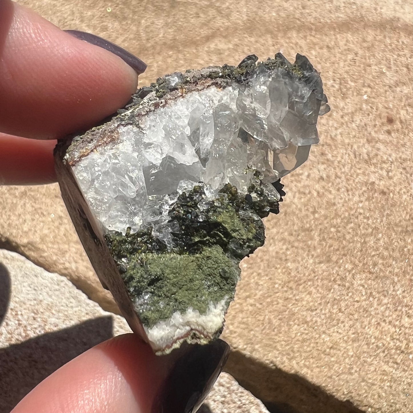 Epidote and Quartz Cluster Crust Specimen