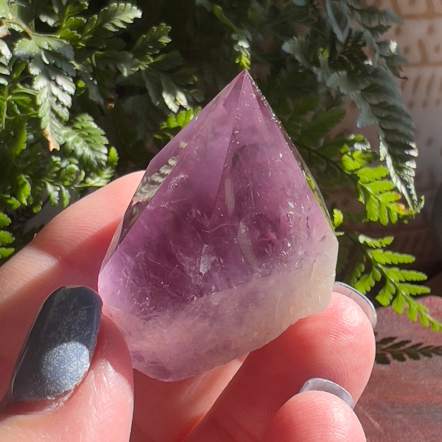 Amethyst Point: Polished faces | Raw sides | Flat base (3)