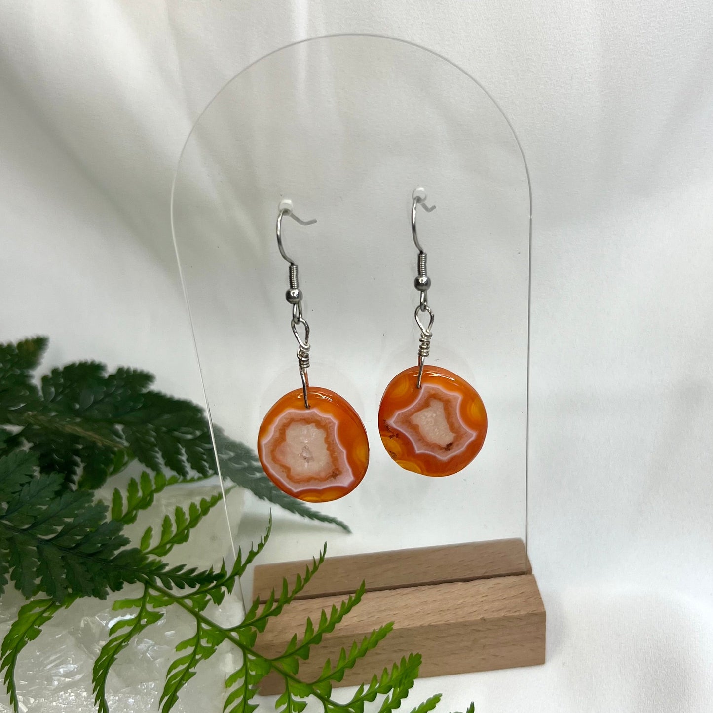 Orange dyed Agate Crystal Earrings: Emotional Balance ∙ Confidence ∙ Friendship