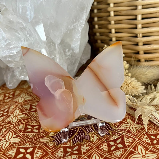 Carnelian 3D Butterfly Carving